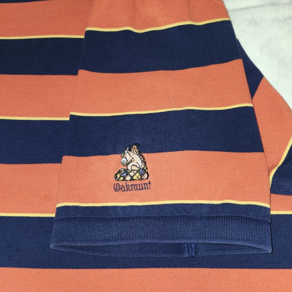 Polo by Ralph Lauren Golf Oakmont Men's Orange and Navy Striped Shirt - Picture 5 of 6
